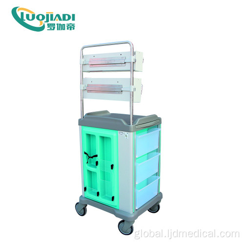 Mobile Emergency Trolley Carrying Drugs Moible Hospital ABS Stainless Steel Emergency Trolley Factory